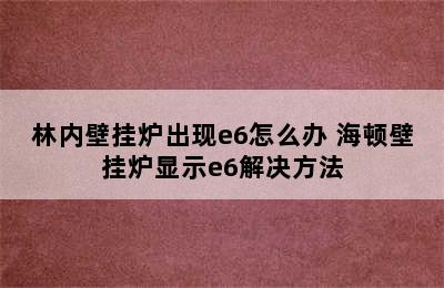 林内壁挂炉出现e6怎么办 海顿壁挂炉显示e6解决方法